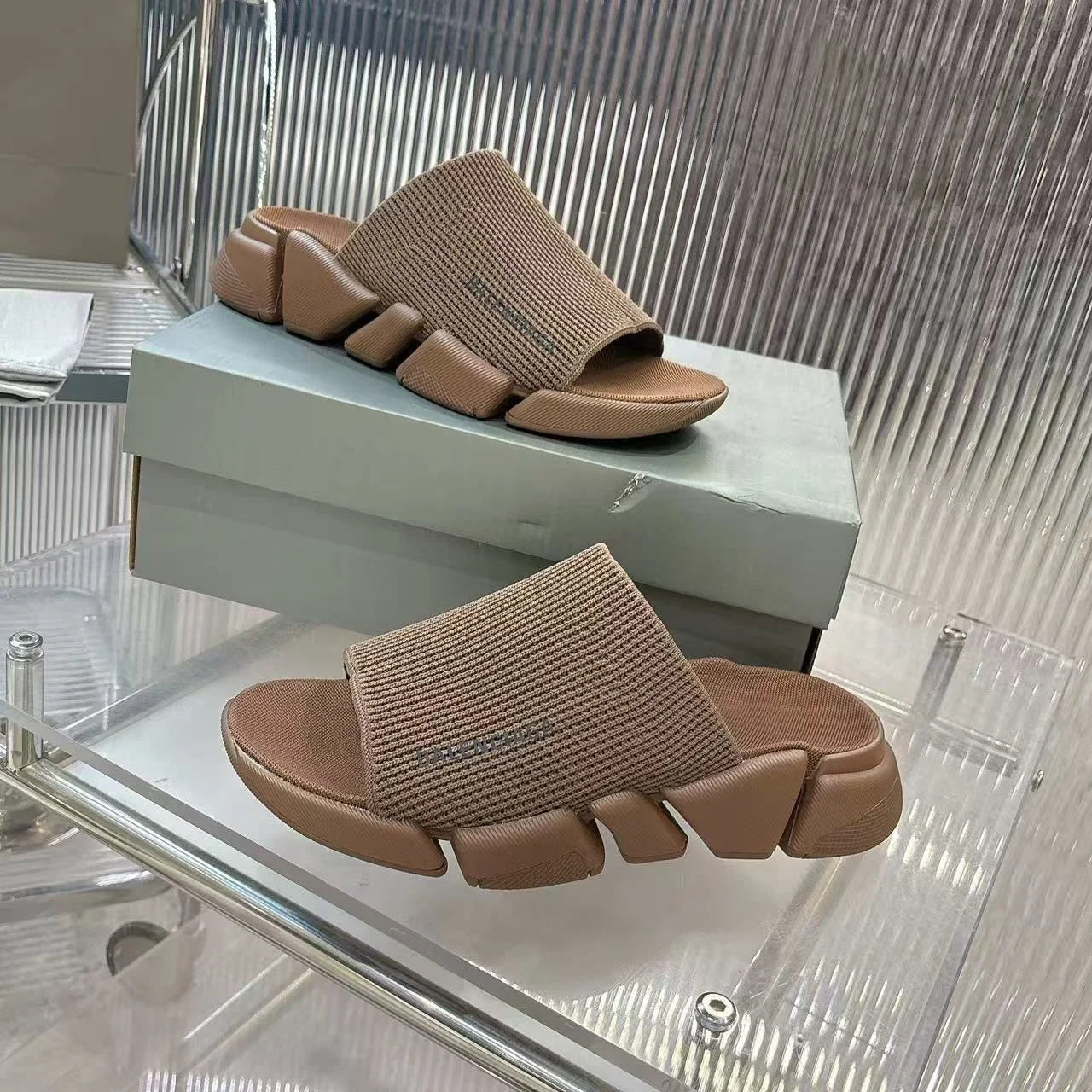 BALENCIAGA || Speed Graffiti Knit Mule Slippers with  display picture 1