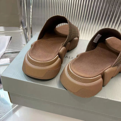 BALENCIAGA || Speed Graffiti Knit Mule Slippers with Articulated Chunky Sole