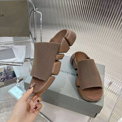 BALENCIAGA || Speed Graffiti Knit Mule Slippers with Articulated Chunky Sole