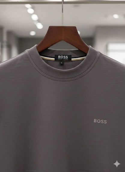 HUGO BOSS || Men's Crew Neck Long Sleeve Sweatshirt-Anthracite Grey