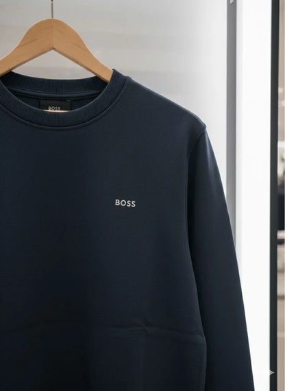 HUGO BOSS || Men's Crew Neck Long Sleeve Sweatshirt - Navy Blue