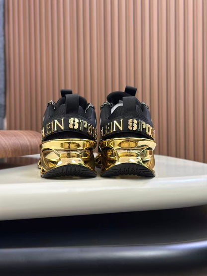 PHILIPP PLEIN || Plein Sport Men's Tiger Edition Sneakers - Black & Metallic Gold - FASHION MYST