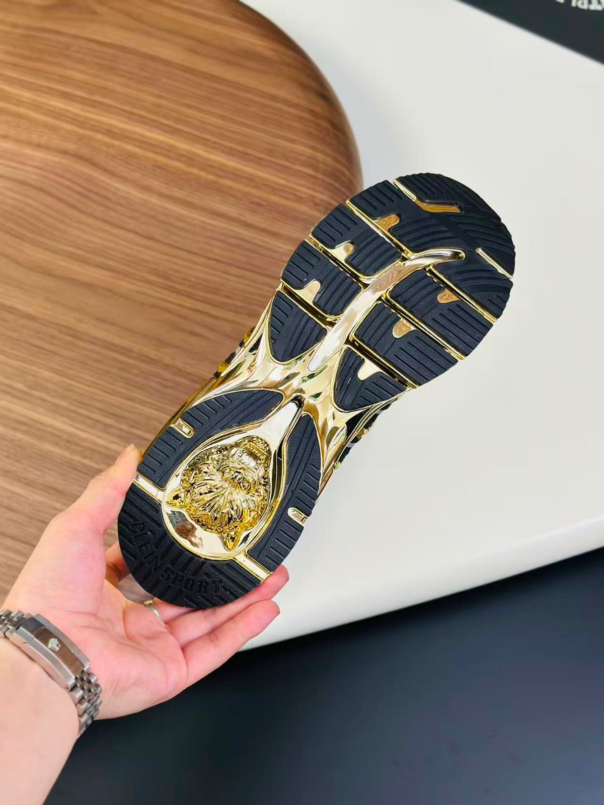 PHILIPP PLEIN || Plein Sport Men's Tiger Edition Sneakers - Black & Metallic Gold - FASHION MYST