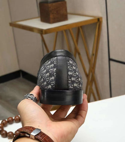 CHRISTIAN DIOR || Men’s Black and Grey Oblique Jacquard Penny Loafers - FASHION MYST