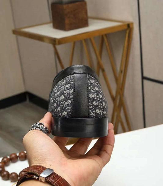 CHRISTIAN DIOR || Men’s Black and Grey Oblique Jacquard Penny Loafers