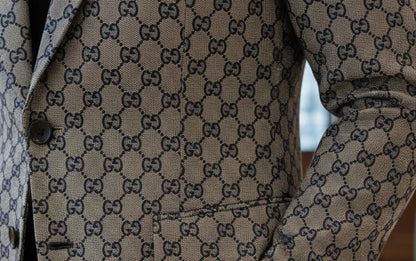 GUCCI || Men's GG Monogram Notch Lapel Blazer - Signature Canvas Edition