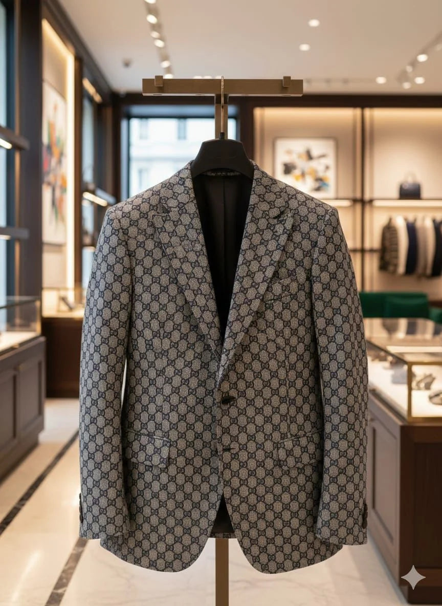 GUCCI || Men's GG Monogram Notch Lapel Blazer - Signature Canvas Edition