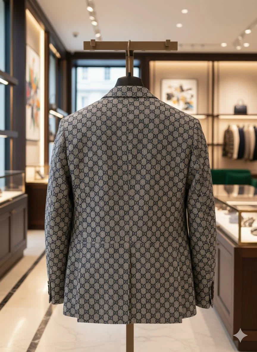 GUCCI || Men's GG Monogram Notch Lapel Blazer - Signature Canvas Edition