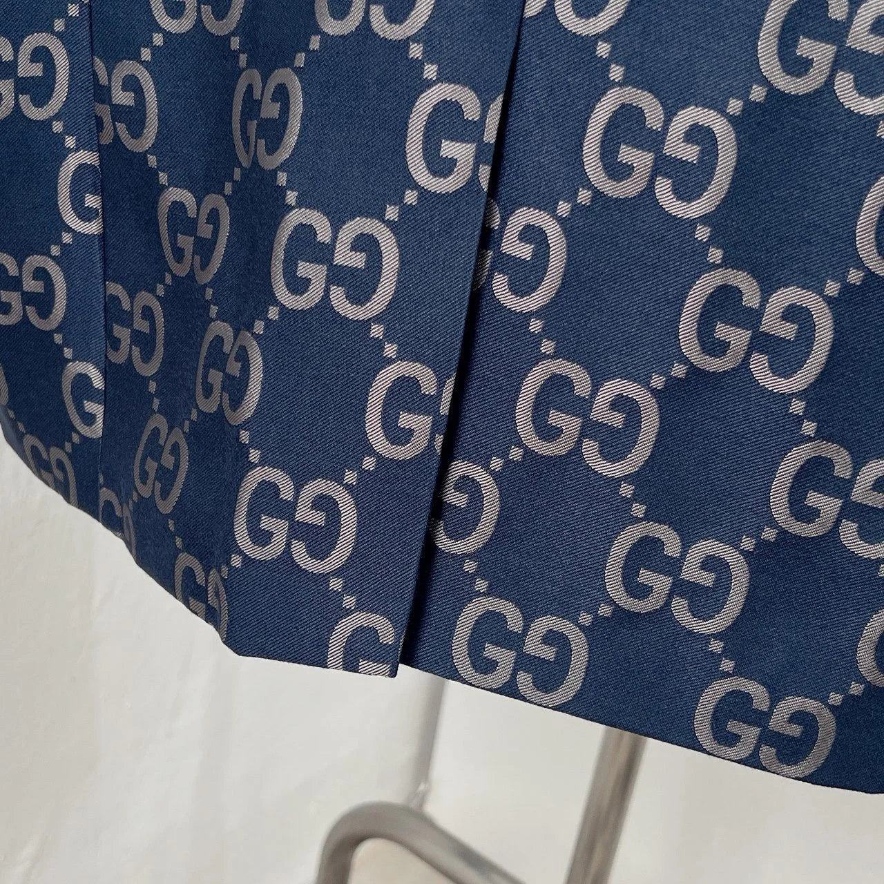 GUCCI || GG Monogram Canvas Single-Breasted Blazer in Blue
