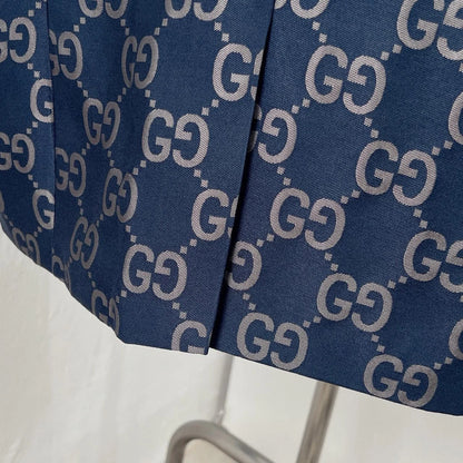GUCCI || GG Monogram Canvas Single-Breasted Blazer in Blue