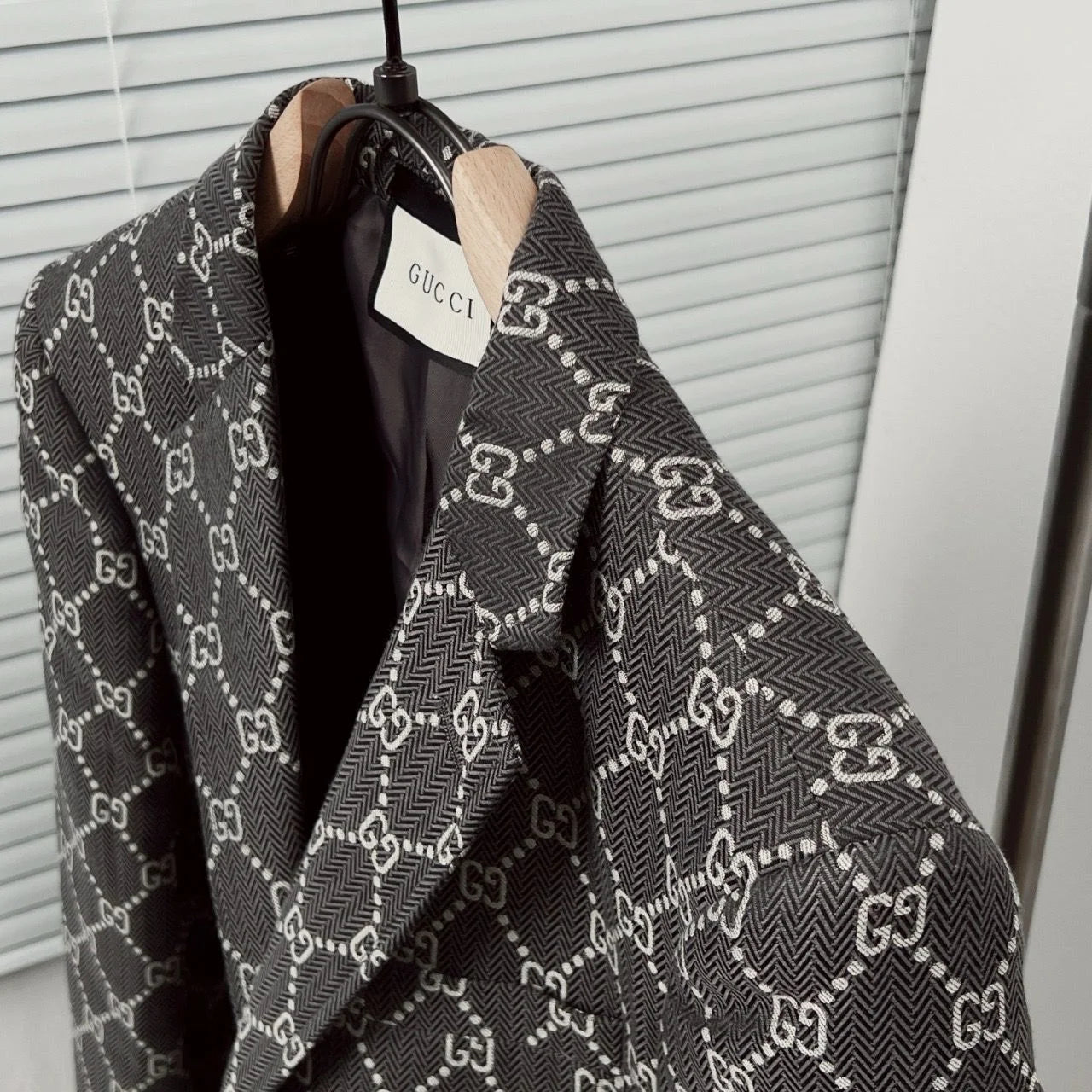GUCCI || GG Logo Print Blazer Jacket – Grey Luxury Designer Formal Wear