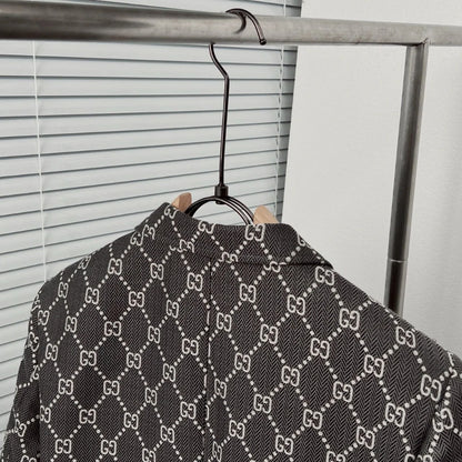 GUCCI || GG Logo Print Blazer Jacket – Grey Luxury Designer Formal Wear