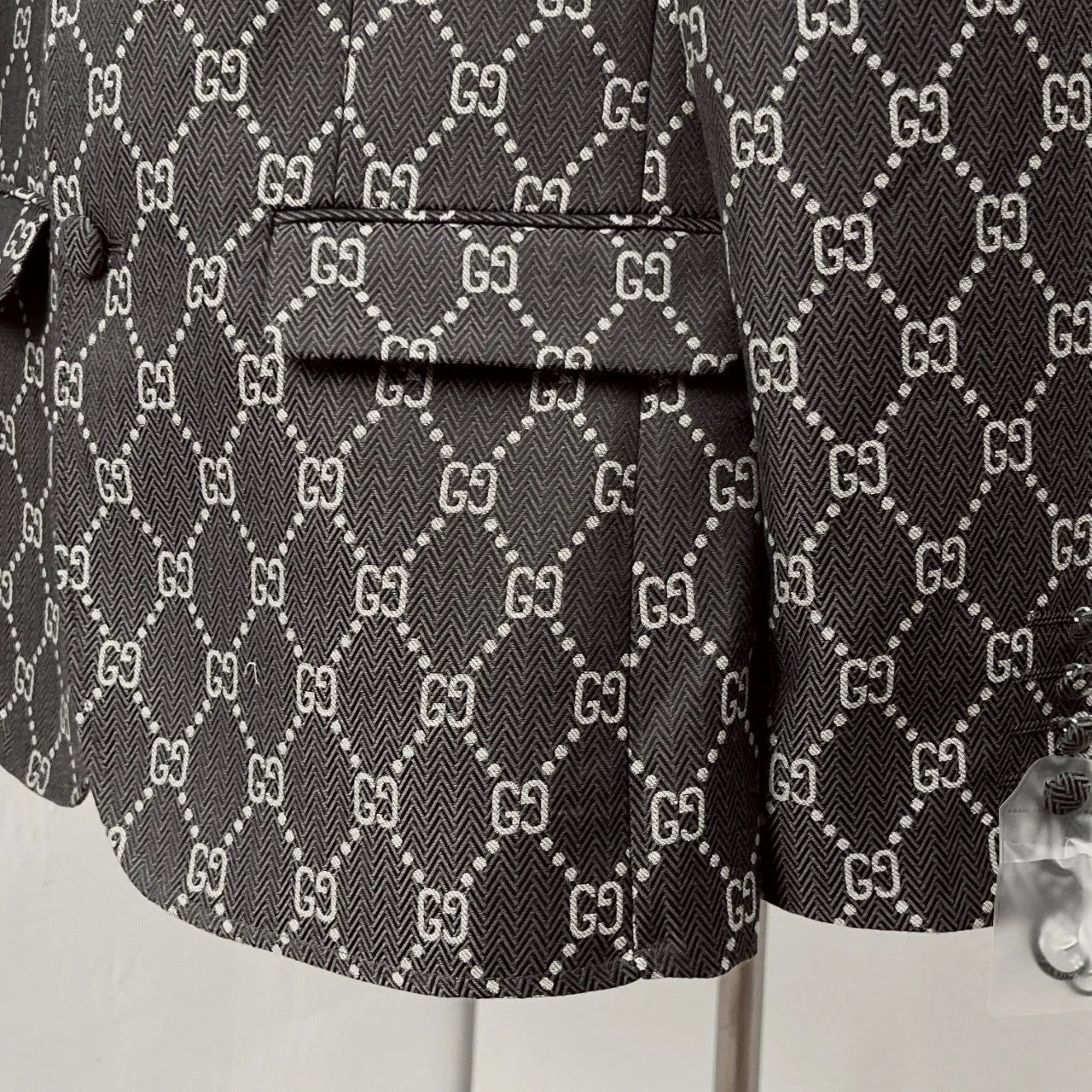 GUCCI || GG Logo Print Blazer Jacket – Grey Luxury Designer Formal Wear