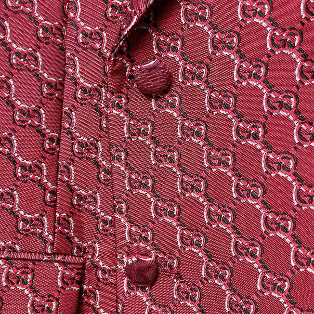 GUCCI || Men’s Red & Black GG Supreme Monogram Blazer Jacket