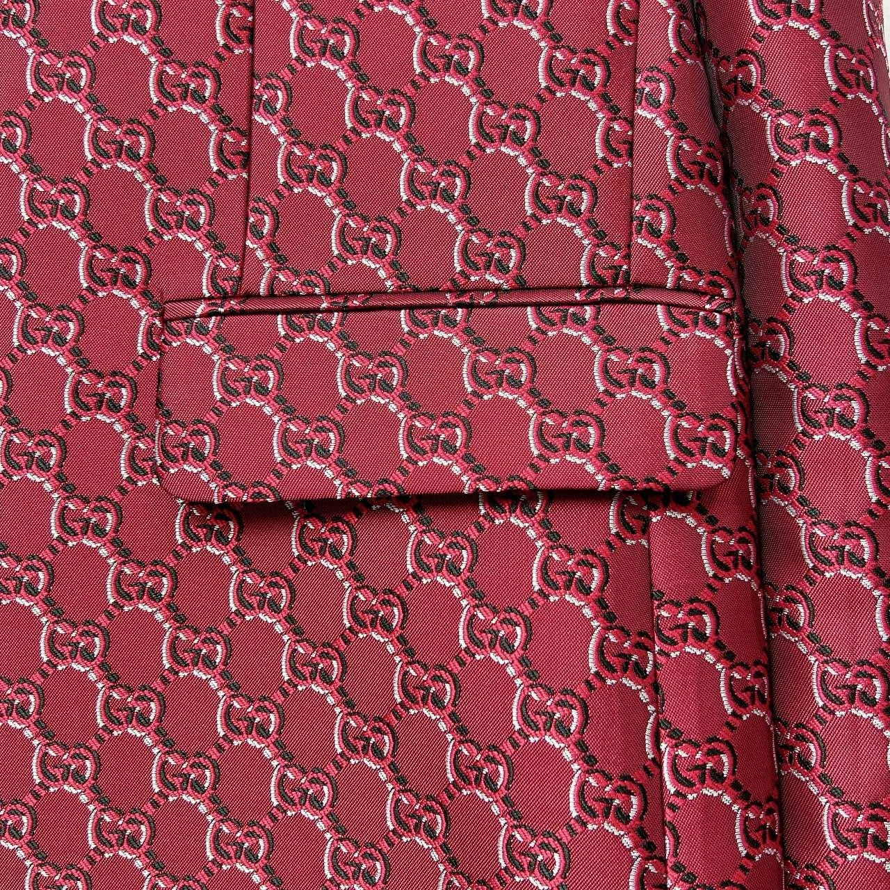 GUCCI || Men’s Red & Black GG Supreme Monogram Blazer Jacket