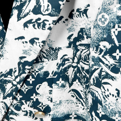 LOUIS VUITTON || Pharrell Williams Blue Surfer Monogram Print Suit - Blazer & Pants