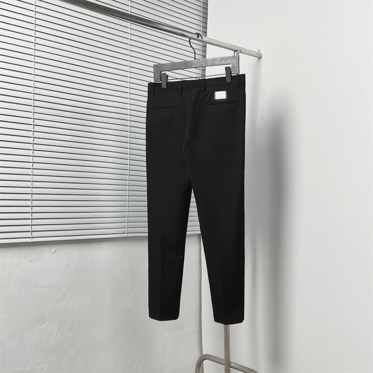 DOLCE & GABBANA || Black Slim-Fit Blazer and Trousers Set with Metallic Logo Patch & Gold Crest