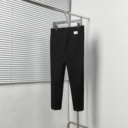 DOLCE & GABBANA || Black Slim-Fit Blazer and Trousers Set with Metallic Logo Patch & Gold Crest