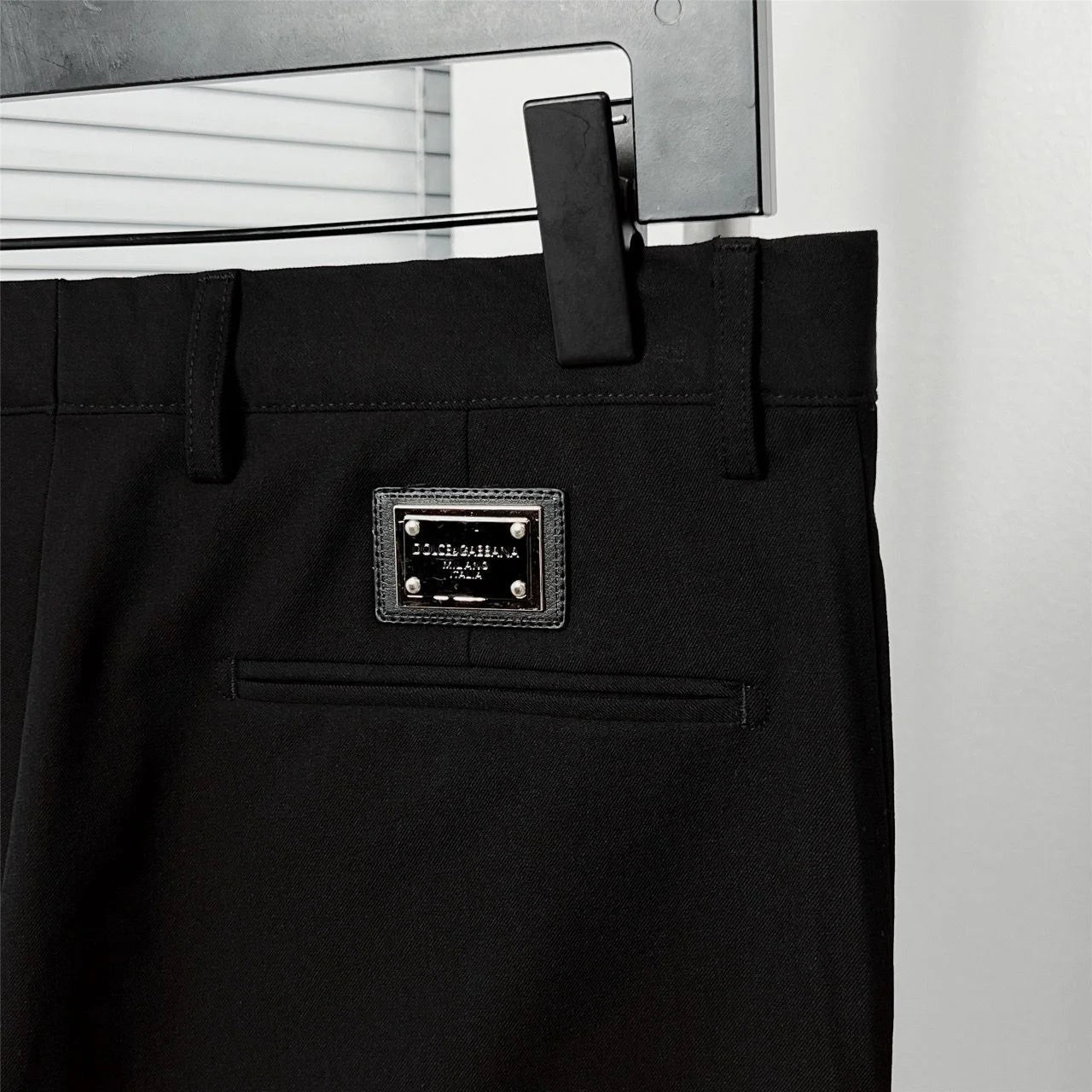 DOLCE & GABBANA || Black Slim-Fit Blazer and Trousers Set with Metallic Logo Patch & Gold Crest