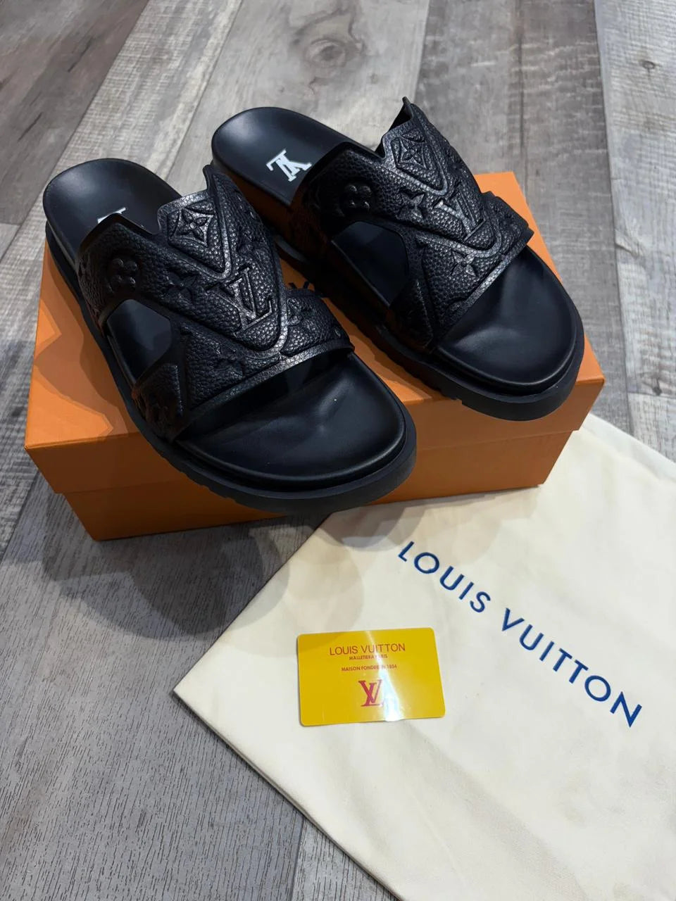 Louis Vuitton Waterfront Mules - Men's Black Monogram Sandals