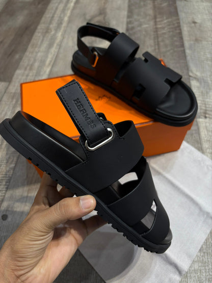 HERMES || Genius Sandal in Calfskin – Sleek Black Luxury Leather Men’s Sandal