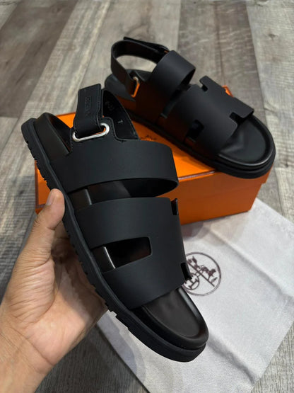 HERMES || Genius Sandal in Calfskin – Sleek Black Luxury Leather Men’s Sandal