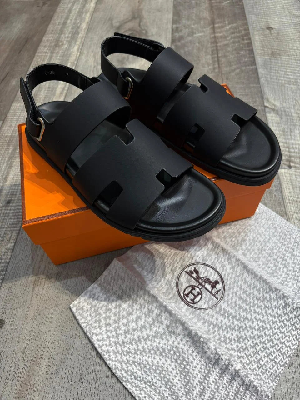 HERMES || Genius Sandal in Calfskin – Sleek Black Luxury Leather Men’s Sandal