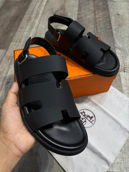 HERMES || Genius Sandal in Calfskin – Sleek Black Luxury Leather Men’s Sandal