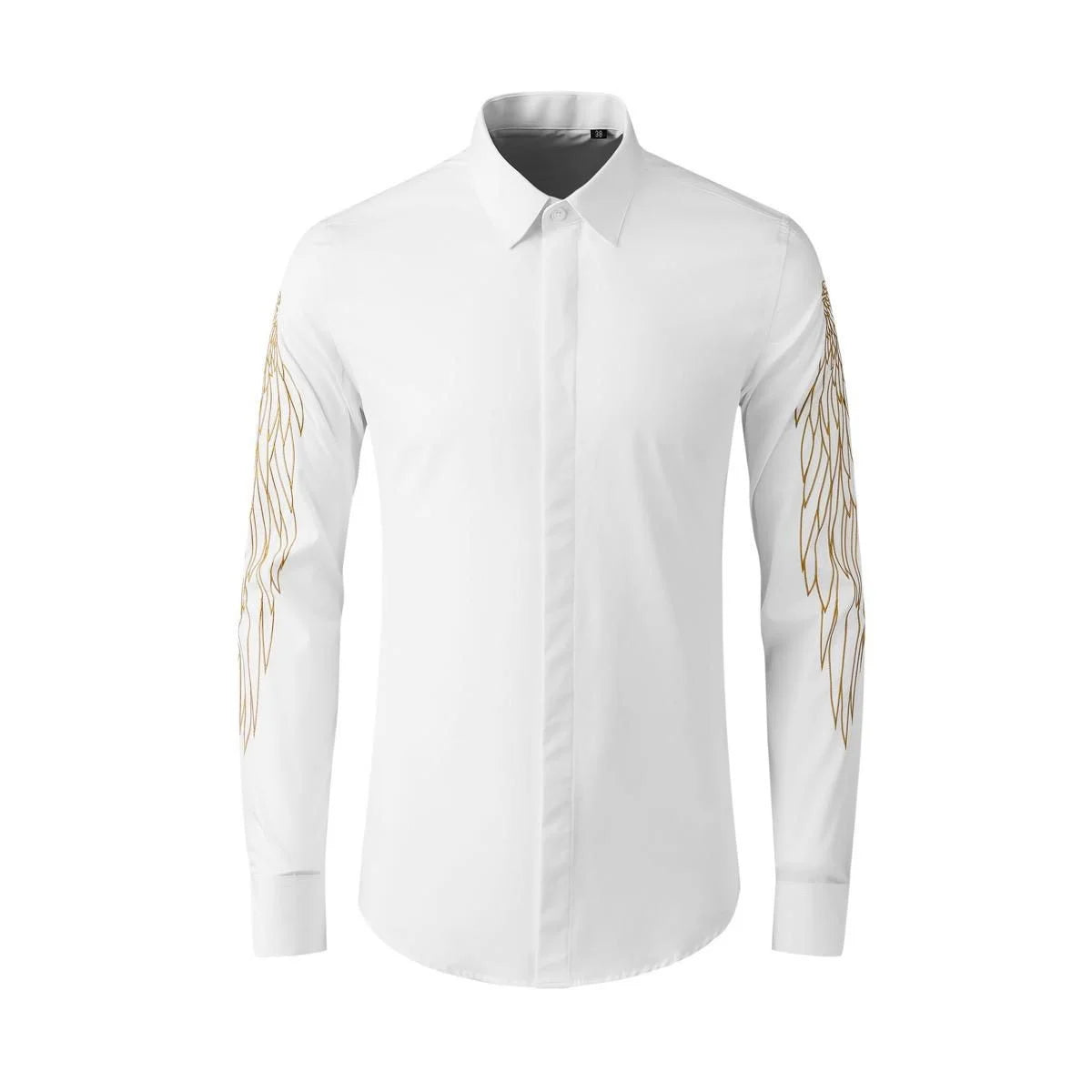 ARM*NI EXCH*NGE || Men's Wing Embroidered Long-Sleeve Slim Fit Shirt