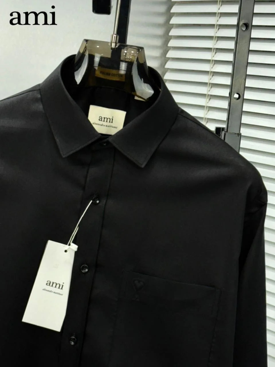 AMI PARIS || Men's Button-Down Shirt with Small A Heart Logo
