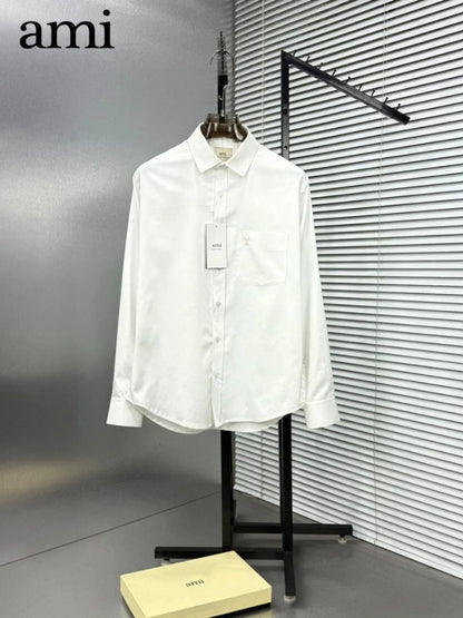 AMI PARIS || Men's Button-Down Shirt with Small A Heart Logo