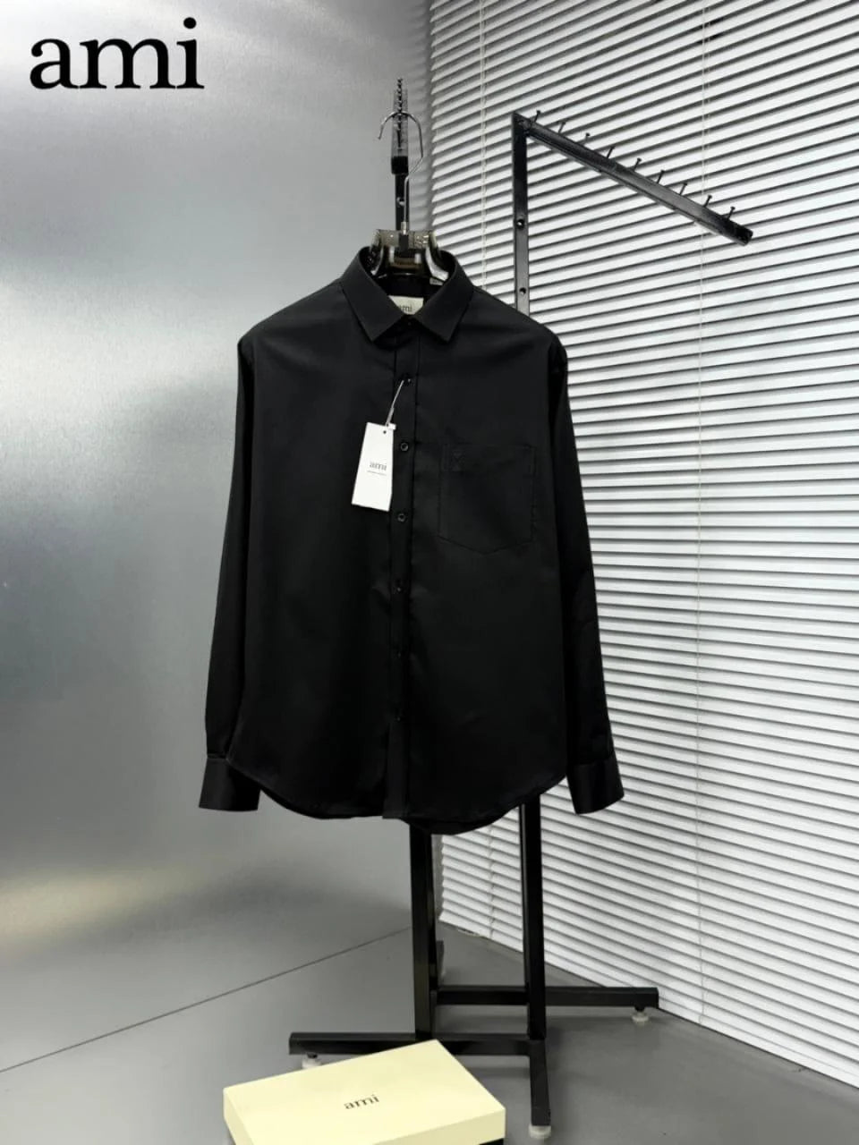 AMI PARIS || Men's Button-Down Shirt with Small A Heart Logo