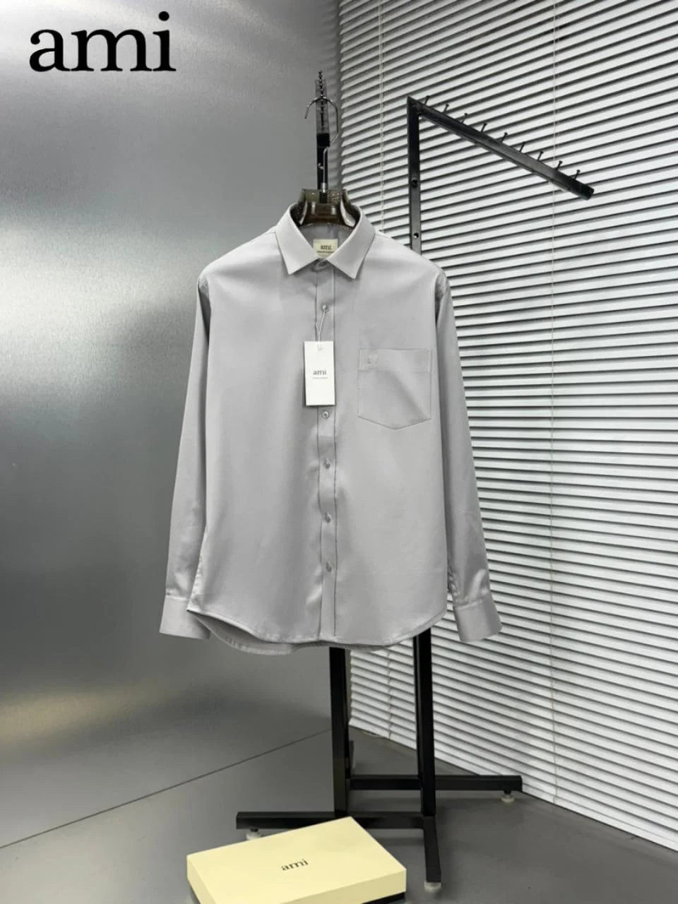 AMI PARIS || Men's Button-Down Shirt with Small A Heart Logo