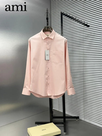 AMI PARIS || Men's Button-Down Shirt with Small A Heart Logo