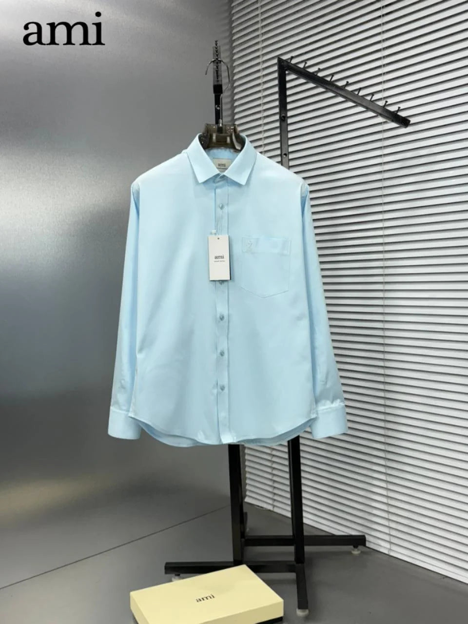 AMI PARIS || Men's Button-Down Shirt with Small A Heart Logo