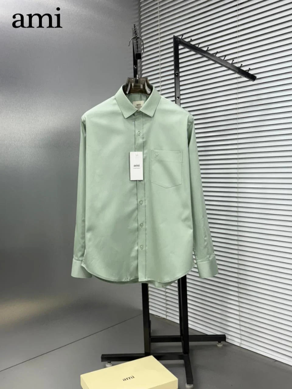 AMI PARIS || Men's Button-Down Shirt with Small A Heart Logo