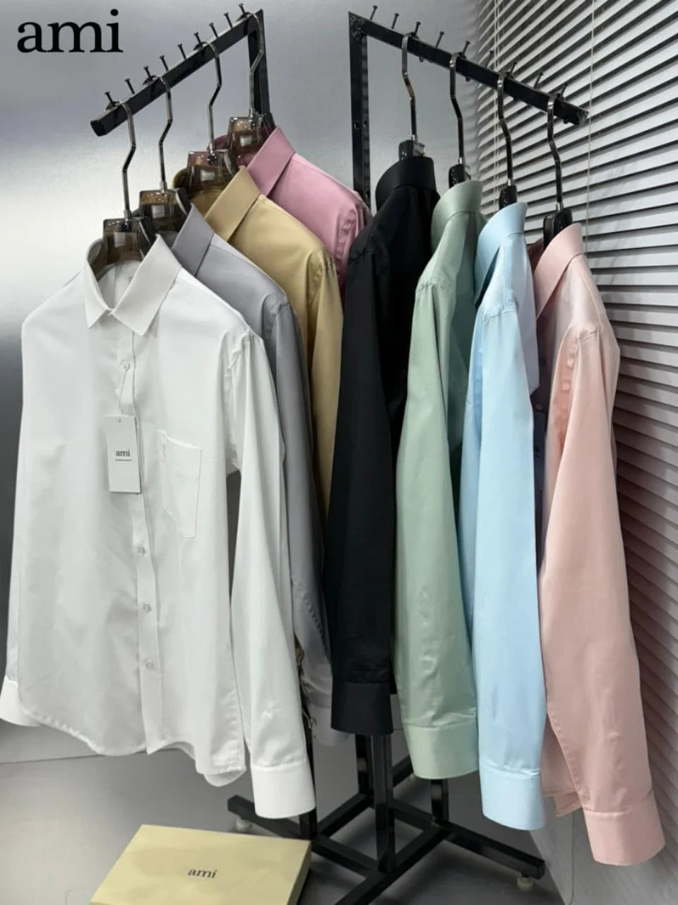 AMI PARIS || Men's Button-Down Shirt with Small A Heart Logo