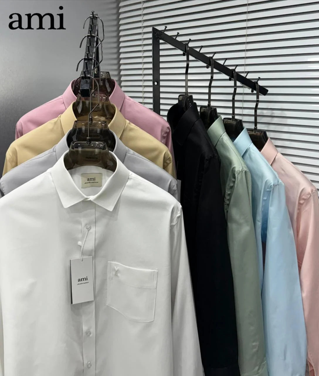 AMI PARIS || Men's Button-Down Shirt with Small A Heart Logo