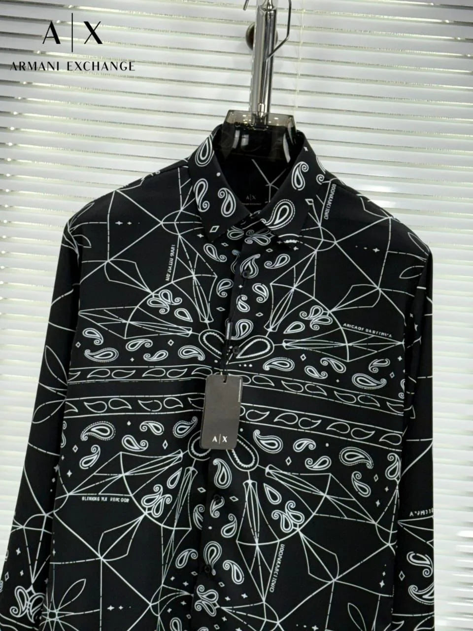 ARM*NI EXCH*NGE || Men's Bandana Geometric Print Long-Sleeve Shirt