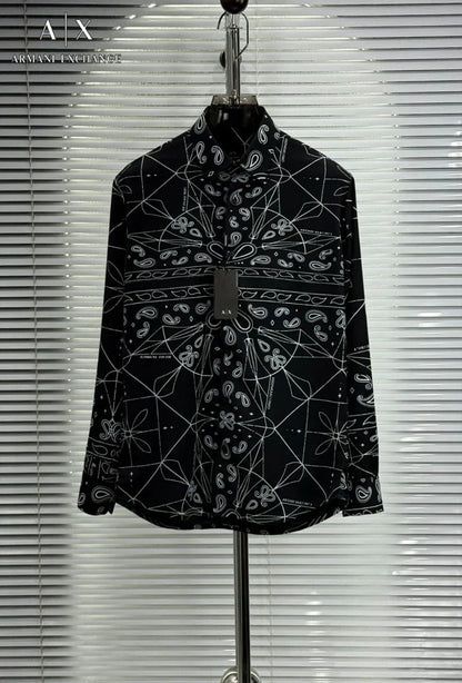 ARM*NI EXCH*NGE || Men's Bandana Geometric Print Long-Sleeve Shirt