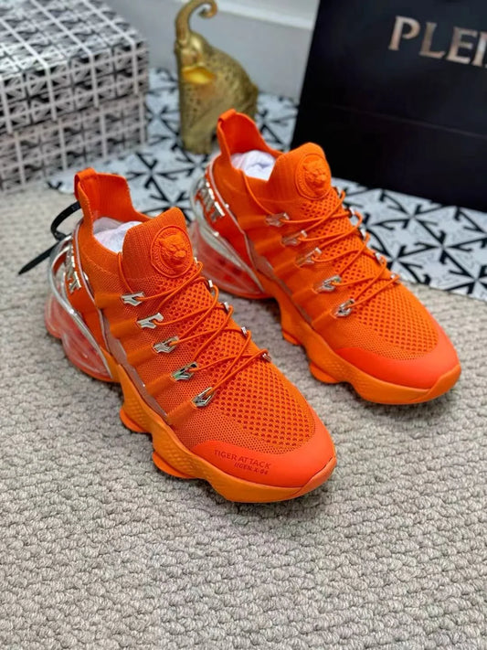 PHILIPP PLEIN || Plein Sport Tiger Attack Gen.X-04 Orange Knit Tech Sneakers