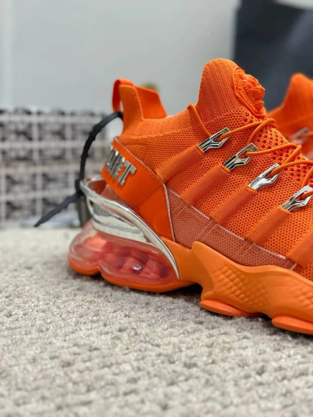 PHILIPP PLEIN || Plein Sport Tiger Attack Gen.X-04 Orange Knit Tech Sneakers