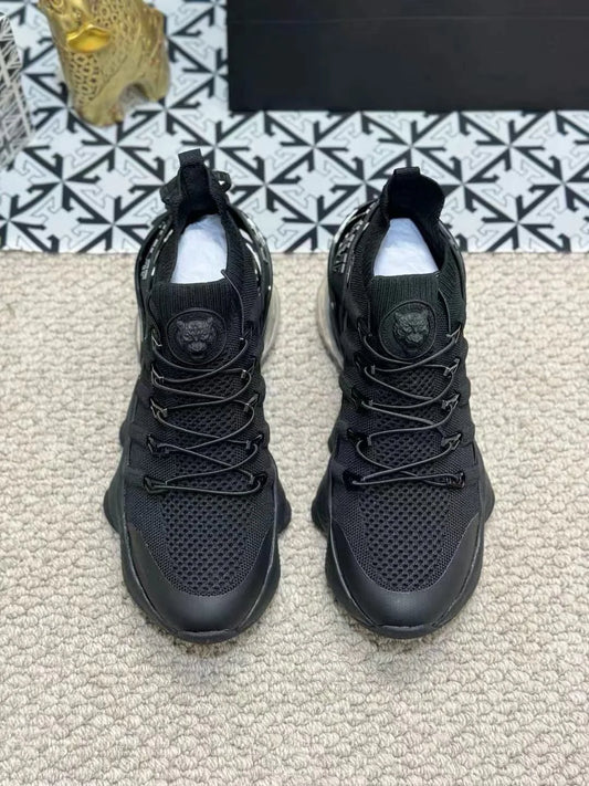 PHILIPP PLEIN || "Tiger Attack" Sneakers – Triple Black Performance Runner Plein Sport