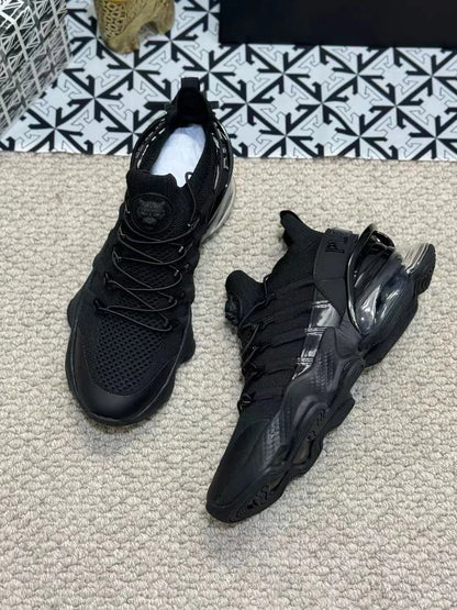 PHILIPP PLEIN || "Tiger Attack" Sneakers – Triple Black Performance Runner Plein Sport