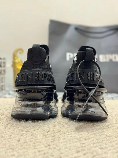 PHILIPP PLEIN || "Tiger Attack" Sneakers – Triple Black Performance Runner Plein Sport