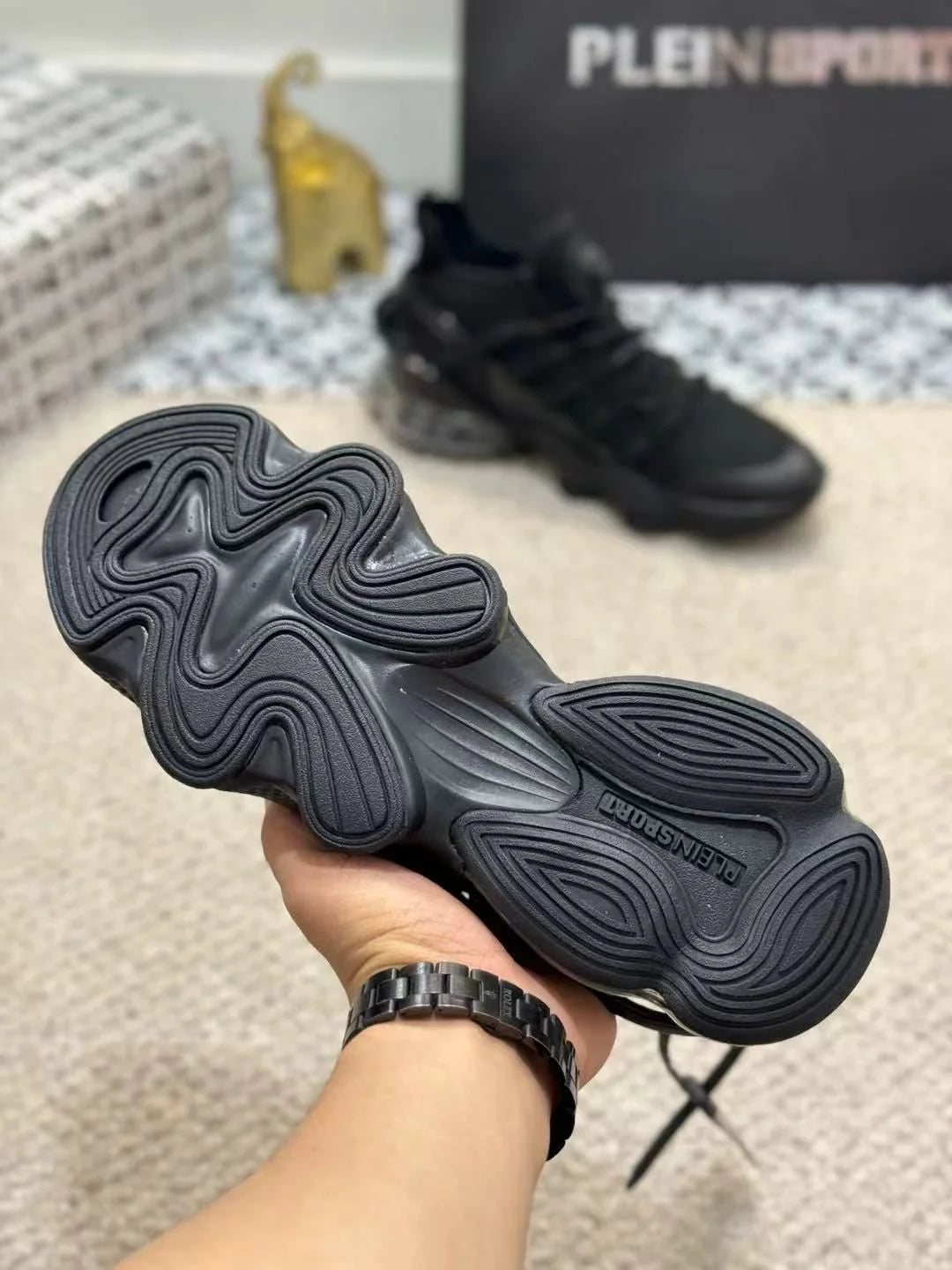 PHILIPP PLEIN || "Tiger Attack" Sneakers – Triple Black Performance Runner Plein Sport