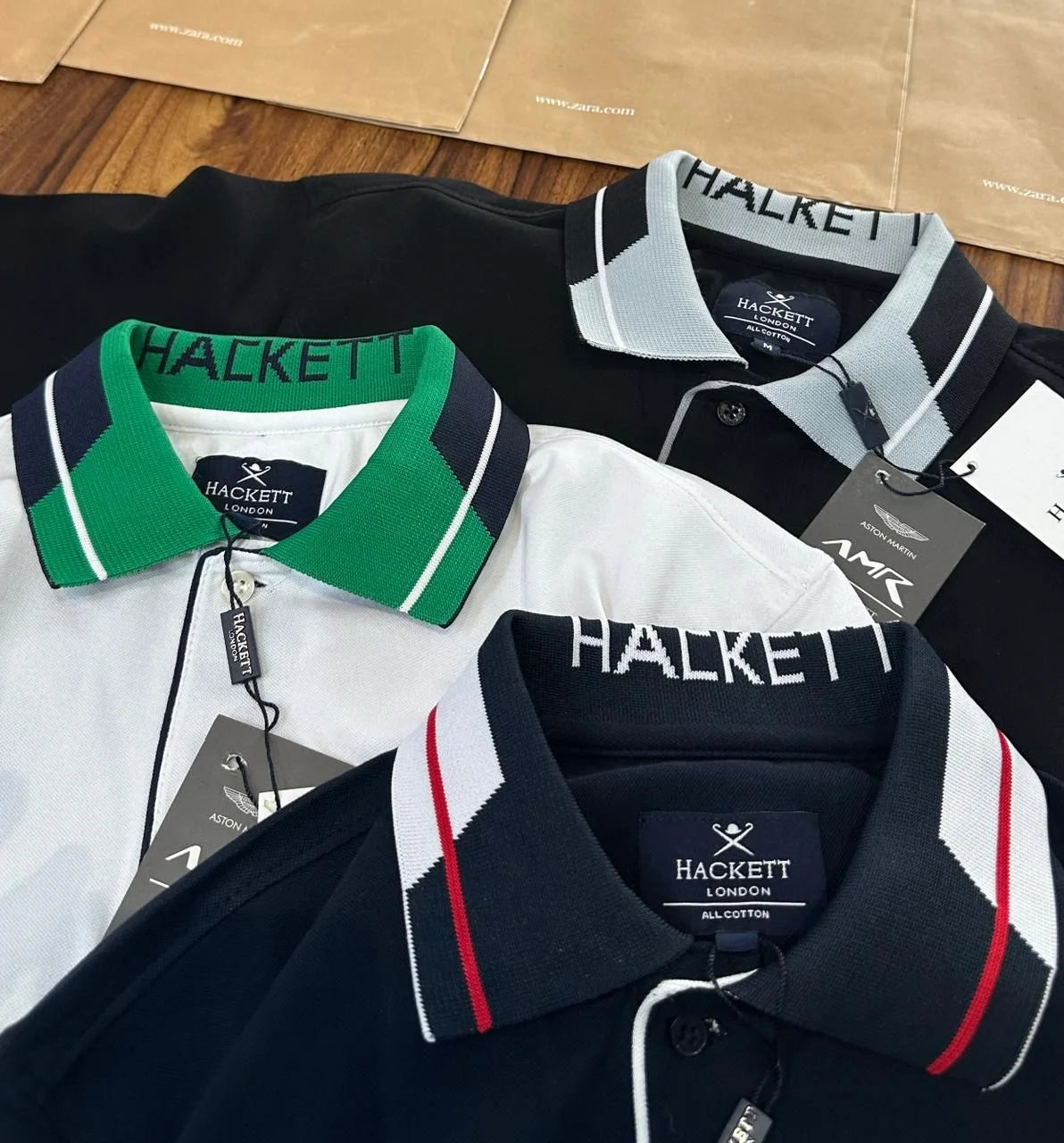Hackett London x Aston Martin Racing (AMR) Men’s Contrast Collar Polo T-Shirt