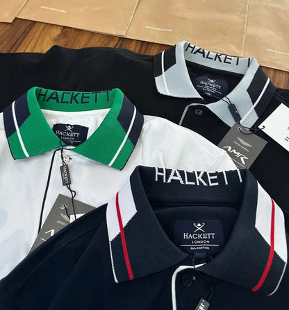 Hackett London x Aston Martin Racing (AMR) Men’s Contrast Collar Polo T-Shirt