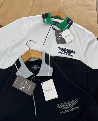 Hackett London x Aston Martin Racing (AMR) Men’s Contrast Collar Polo T-Shirt
