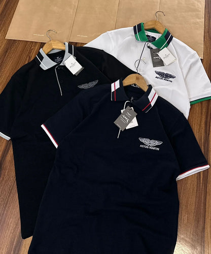 Hackett London x Aston Martin Racing (AMR) Men’s Contrast Collar Polo T-Shirt